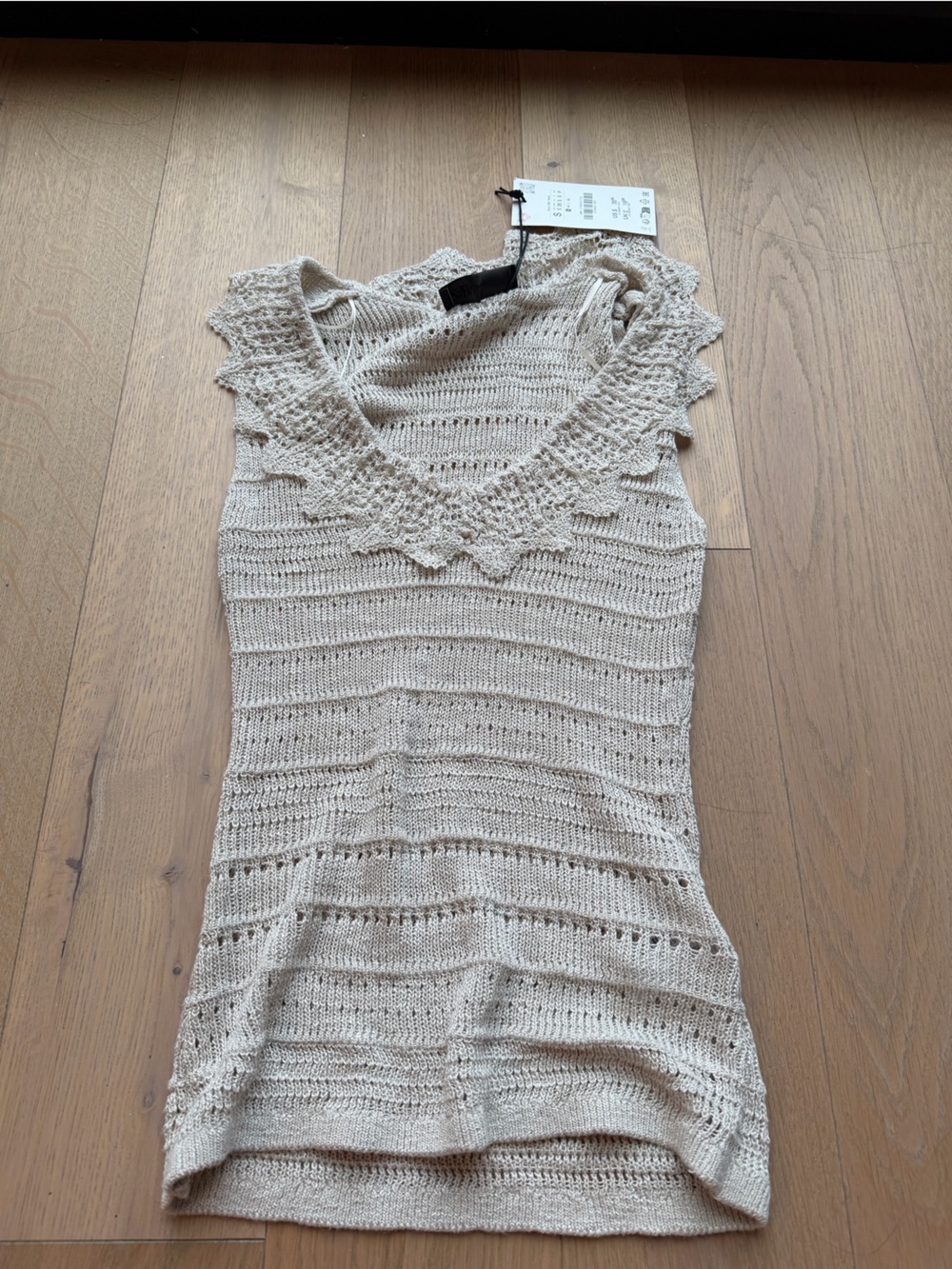 Zara Beige Crochet Knit tank top